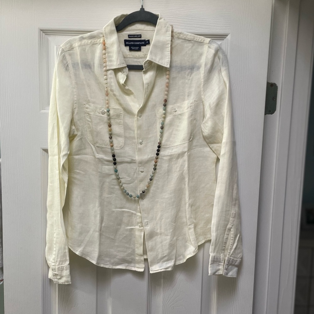 Island Company yellow Classic Linen Shirt Small.